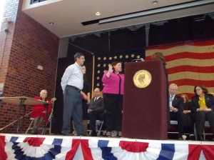 Legislator Catherine Borgia was sworn-in during the Ossining inauguration.