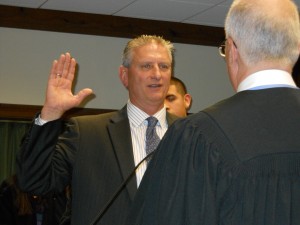 Michael Grace being sworn-in as Yorktown town supervisor on Jan.1