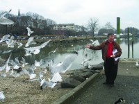 George Ondek points to many of his feathered friends at Riverfront Green Park that he called "a treasure."