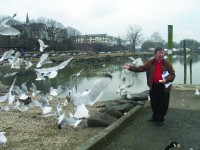 Protest 1 | The Examiner News George Ondek points to many of his feathered friends at Riverfront Green Park that he called "a treasure."