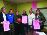 Carmel Rotary Club members prepare for the upcoming 5th annual Community Basketball Shootout fund-raising event. Pictured above, left to right, are Wayne Ryder, Shootout co-Chair Al Lotrecchiano, Connie Fagan, Sal Gambino, Shootout co-Chair Mike McDonough and Mary Shanley.