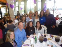 Members of Team  2 Friends, 2 Cancers, 2 Cures and Bryan Kelley who owns AON Physical Therapy and Wellness and underwrote the event, attend this year's Mahopac Relay for Life kick-off dinner at Four Brothers Restaurant.