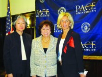Pace Women's Justice Center Executive Director Jane Aoyama-Martin, Congresswoman Nita Lowey and Westchester Country District Attorney Janet DiFiore pushed Monday for the reauthorization of the Violence Against Women Act at Pace Law School.