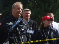 Carmel Police Chief Michael Johnson, Carmel Town Supervisor Kenneth Schmitt and Putnam County Executive MaryEllen Odell hold a press conference regarding the house fire on Wyndham Lane that claimed the lives of Thomas Sullivan, Sr., who was a captain with the Larchmont Police Department, his wife Donna Sullivan and his two high school age daughters Meaghan and Mairead Sullivan. Tommy Sullivan Jr., age 20, escaped from the fire and was released from the hospital today.