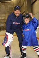 Rangers goalie Henrik Lundqvist and Alex Zecca of Mahopac.