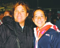 U.S. Olympian Melissa Gonzalez (right) and her high school Coach Sharon Sarsen bask in the glory of Olympic competition in London.