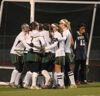 Lakeland players celebrate one of six goals against Putnam Valley, five of which came in the second half. | The Examiner News