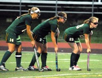 Lakeland's Gianna Bensaia (14), Felicia Costanzo (3) and Abby Murdock are stalking a fourth consecutive sectional title for the Hornets. | The Examiner News