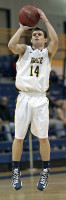 Pace University guard Salvatore Vitello fires a jumper in last week's win over Saint Michael's. Photo by Andy Jacobs