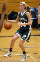 Brewster’s Alycia Feeney sets in the paint in Bears’ win over Putnam Valley last Wednesday. Photo by Ray Gallagher