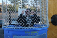  Carmel Councilman John Lupinnaci, who is a member of team 496, gets dunked.