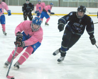 Mahopac’s John Hangach breaks into the offensive zone in the Indians’ 4-0 loss to John Jay last Friday at the BIA. Photo by Ray Gallagher