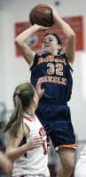 Greeley's Jackie Brett shoots the ball in  last Thursday's win at Rye. Photo by Andy Jacobs