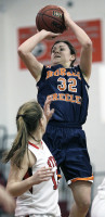 2-12Quakers11-Jackie Brett | The Examiner News Greeley's Jackie Brett shoots the ball in last Thursday's win at Rye. Photo by Andy Jacobs