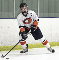 2-19Greeley11-Nicholas Girardi | The Examiner News Greeley's Nicholas Girardi controls the puck in last Thursday's 7-2 victory over Pawling. Photo by andy Jacobs