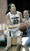 2-19WvsV1-Brianna Ciocca | The Examiner News Brianna Ciocca of Valhalla takes the ball to the basket in Friday's playoff win over Westlake. Photo by Andy Jacobs
