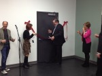 Pleasantville Mayor Peter Scherer helps cut the ribbon at the grand opening of the new Arc Stages facility.