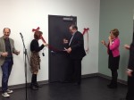 285 Arc Stages pic | The Examiner News Pleasantville Mayor Peter Scherer helps cut the ribbon at the grand opening of the new Arc Stages facility.