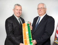 St. Patrick’s Day Parade Grand Marshal Mike Daly (right) with White Plains Councilman and Parade Committee chair John Martin.