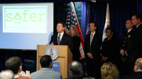 : County Executive Robert Astorino flanked by members of the county Public Safety, Health, Mental Health and Social Services Departments announced the Safer Communities Initiative on February 20th. Photo courtesy of Westchester County.