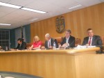 Councilman John Cronin, second right, was taken to task by the town's political leaders last week.