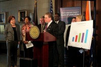 BOL Social Services | The Examiner News BOL Majority Leader Pete Harckham at the podium and other county legislators from left to right: MaryJane Shimsky, Alfreda Williams, Bill Ryan, BOL Chairman Ken Jenkins, Catherine Borgia and Judith Myers. Photo courtesy of Aviva Meyer