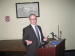 292 MK Budget pic | The Examiner News Mount Kisco Village Manager James Palmer discussed the proposed 2013-14 budget during a public hearing on April 2.