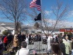 The ceremony rededicating Our Lady of Pompei Church's World War II monument.