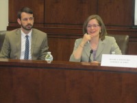 April 16 Greenburgh Campaign Finance Pix One | The Examiner News Ian Vandewalker, council for the Democracy Program at the Brennan Center, and Jessica Wisneski, campaign director for Citizens Action of New York, advocated campaign finance reform on April 11 at the Greenburgh Town Hall.