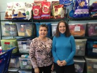 Kathy Ferri, Director of Operations (left) and Susan Katz, President of the Hudson Valley Pet Food Pantry at their staging location at Ridgeview Congregational Church in White Plains.