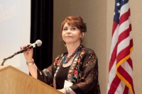 Georgene Mongarella speaking at the Paul Harris Awards dinner.