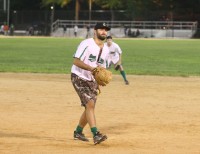 Josh Holsten was the winning pitcher for the Black Bear sponsored Green Onions, as they defeated Lazy Boy, 11-10, in a nail-bitter, at Delfino Park, on Thursday, July 25. Photo by Albert Coqueran