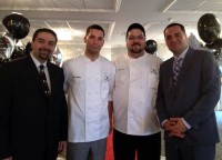 Co-owner Michael Casarella, chefs William Lawrence and Scott Karns, and co-owner Tommy Stratis at the recent ribbon cutting marking the official opening of The Stone Manor 101 in Hawthorne.