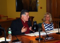 Legislator Sam Oliverio (left), pictured here at a previous legislative meeting, is pushing for a weight limit on Peekskill Hollow Road in Putnam Valley.