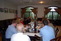 Officials met at Spain Cornerstone Park in Carmel to discuss the Joseph P. Dwyer Veterans Peer to Peer Program last week. 