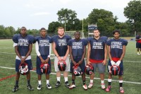 The Crusaders Football Captains who will lead Stepinac in 2013. [L-r] Defensive end Osaze Perry Porter, Defensive back Jerry Thompson, Center Brain Harris, linebacker Tatenda Zenenga, tackle Michael Carlucci and Safety Narendra Itwaru. Photo by Albert Coqueran