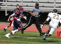 Stepinac’s running back Malcolm Major (left) ran for 155 yards and four touchdowns, as the Crusaders ran over Mount St. Michael Academy, 47-14, in their Home Opener win, on Saturday, September 7. Photo by Albert Coqueran 