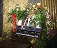 A haunted piano is one of the attractions in the Haunted House.