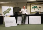 Scott Blakely of Insite Engineering presents updated landscape plans for the abandoned Washington Avenue business campus.