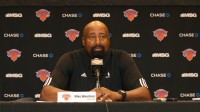 On September 30, the NY Knicks announced that they would pick up the contract option of Head Coach Mike Woodson for the 2014-15 season. This was the first order of business for newly hired Knicks President and GM Steve Mills. Photo by Albert Coqueran