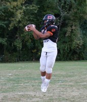 WPHS-4 | The Examiner News Practice makes perfect as Chris Jordan leaps to make the grab at the right spot with the correct timing to turnaround and make the reception at practice, on Thursday, September 26. Photo by Albert Coqueran