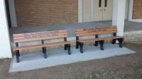 bench | The Examiner News The two benches dedicated to William Eckfeld have been placed outside the White Plains High School Auditorium entrance.