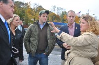 Maloney, Ball, and others listen to Maher while on the walking tour, prior to the roundtable.  Courtesy of Ball Staff  