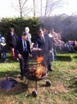 323 Veterans Day pic | The Examiner News Members of American Legion Post 1097 in Armonk honorably retire old and worn flags during a special patriotic flag burning ceremony as part of the annual Veterans Day on Monday.