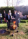 Members of American Legion Post 1097 in Armonk honorably retire old and worn flags during a special patriotic flag burning ceremony as part of the annual Veterans Day on Monday.