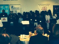 The Songcatchers children’s chorus from New Rochelle sings for guests at the Thanksgiving Diversity Breakfast.