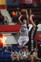 Put Valley G Ryan Basso moves in on Husker G Mason Dyslin. | The Examiner News Ryan Basso