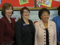 (L to R) Kathleen Halas, executive director of the Child Care Council of Westchester, Debbie Silver of Child Care Resources of Rockland and Congresswoman Nita Lowey posed together at a press conference Friday afternoon in White Plains. 