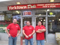 Yorktown resident Gino Zorlu, left, and Croton resident Taner Gurbetci, center, opened the Yorktown Deli on Saw Mill River Road four weeks ago. Also shown above is Peekskill resident Nelson Fernandez, an employee. 