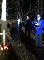 Pastor Paul Egensteiner leads a prayer at the vigil for slain Pleasantville firefighter Thomas Dorr. Dorr was murdered 18 years ago but no one has ever been charged.